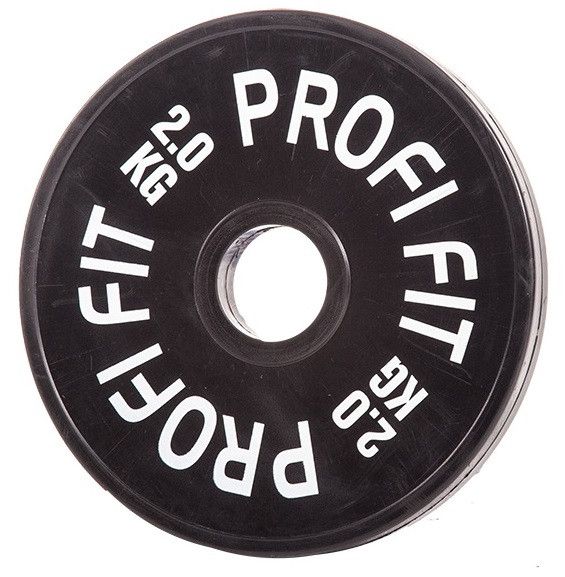 Диск для штанги каучуковый, черный D51 мм PROFI-FIT 2 кг