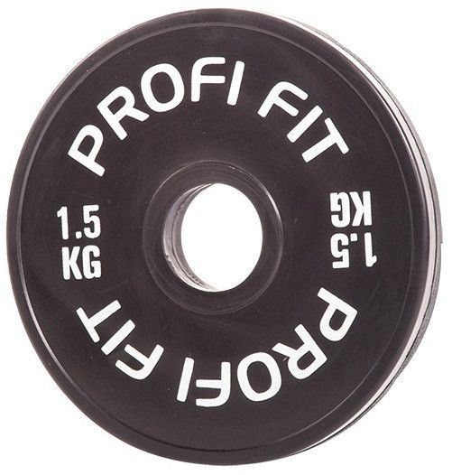 Диск для штанги каучуковый, черный D51 мм PROFI-FIT 1,5 кг